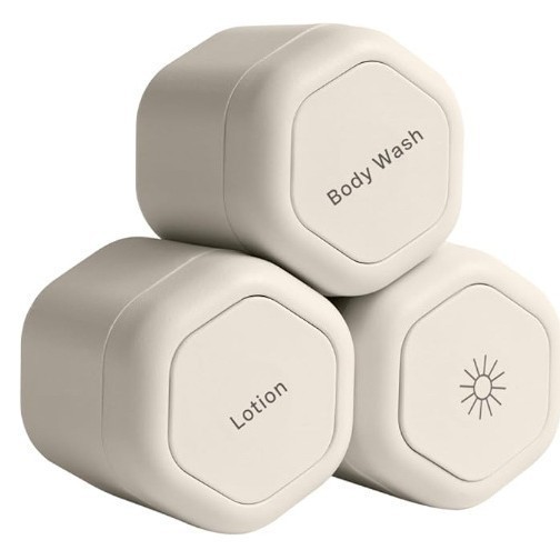 3-Piece Beige Magnetic Travel Capsules - Leak-Proof & TSA-Friendly Cosmetic