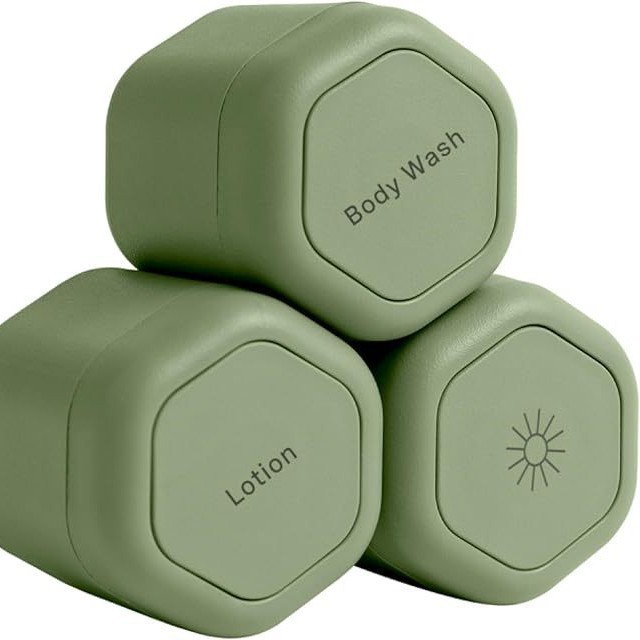 3-Piece Green Magnetic Travel Capsules - Leak-Proof & TSA-Friendly Cosmetic