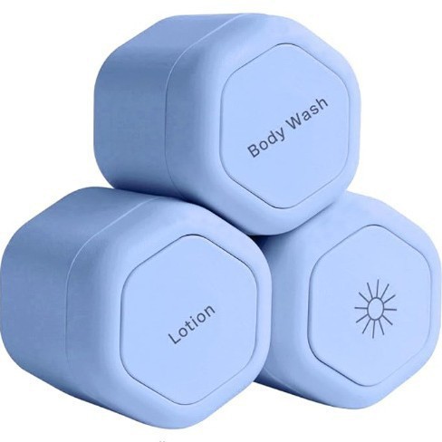 3-Piece Blue Magnetic Travel Capsules - Leak-Proof & TSA-Friendly Cosmetic and