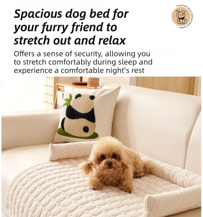 Light Grey Pet Sofa Protector & Calming Bolster Bed with Cable Knit - 75x75CM view 5