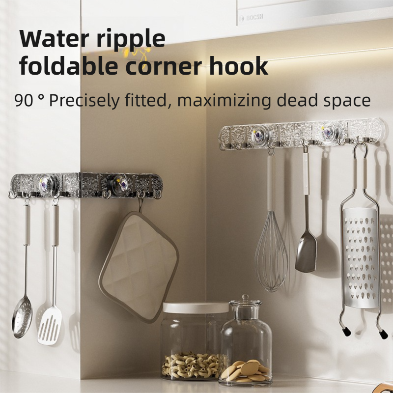 180°Foldable Hidden Hook Rail with Reusable Suction Cup - Waterproof Water view 2