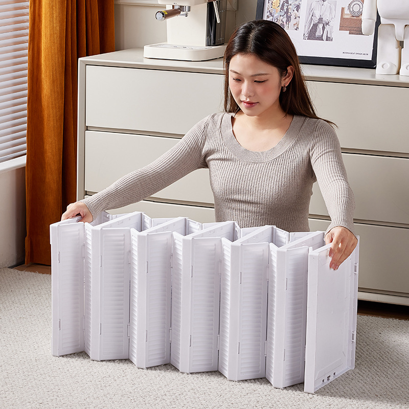 White 3-Layer Foldable Shoe Storage Tower with Transparent Display Panel & view 3