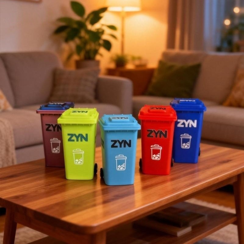 Light Blue Mini Zyn Bin Desk Simulation Trash Can - Novelty Desktop Decor & view 2