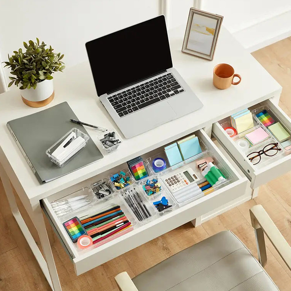 16PCS Black Transparent Stackable Organizer Set - 4-Size Versatile Desktop & view 3