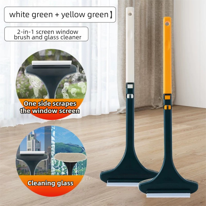 2-Pack 2-in-1 Professional Window Screen Brush & Glass Cleaner - Detachable