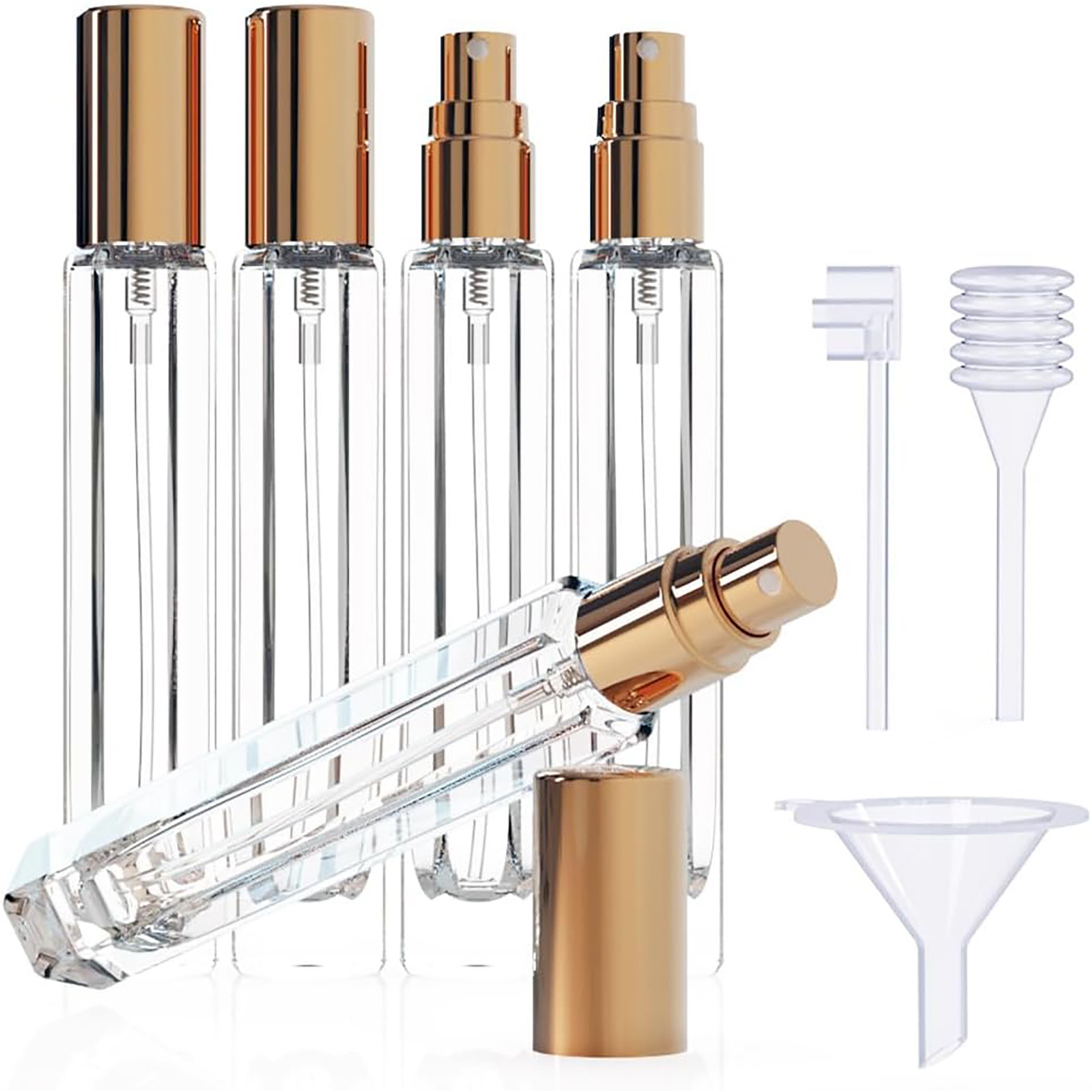 15-Piece/3-Set Gold Premium Glass Travel Perfume Atomizer Set - 10ml Portable