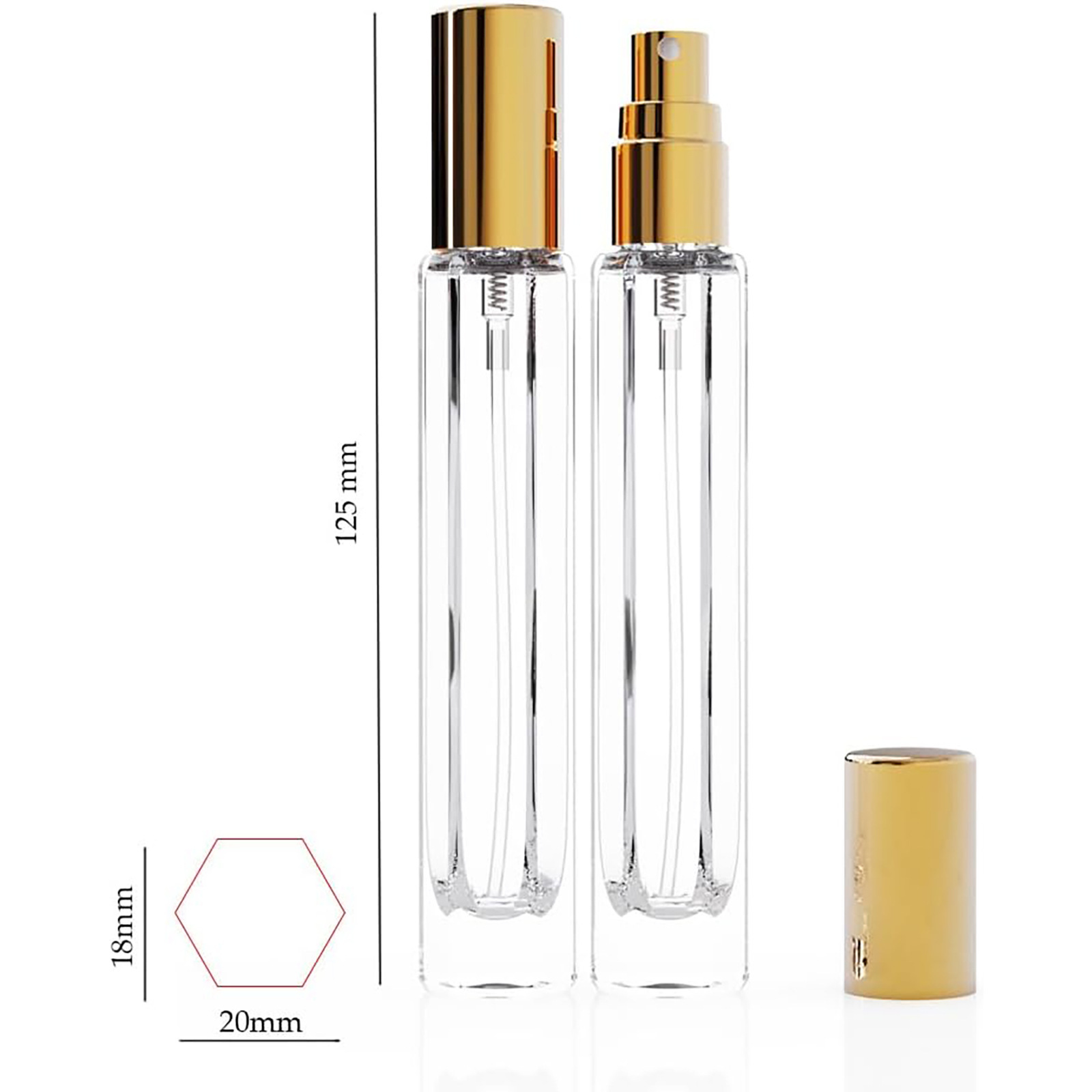 5-Piece Sliver Premium Glass Travel Perfume Atomizer Set - 10ml Portable view 2