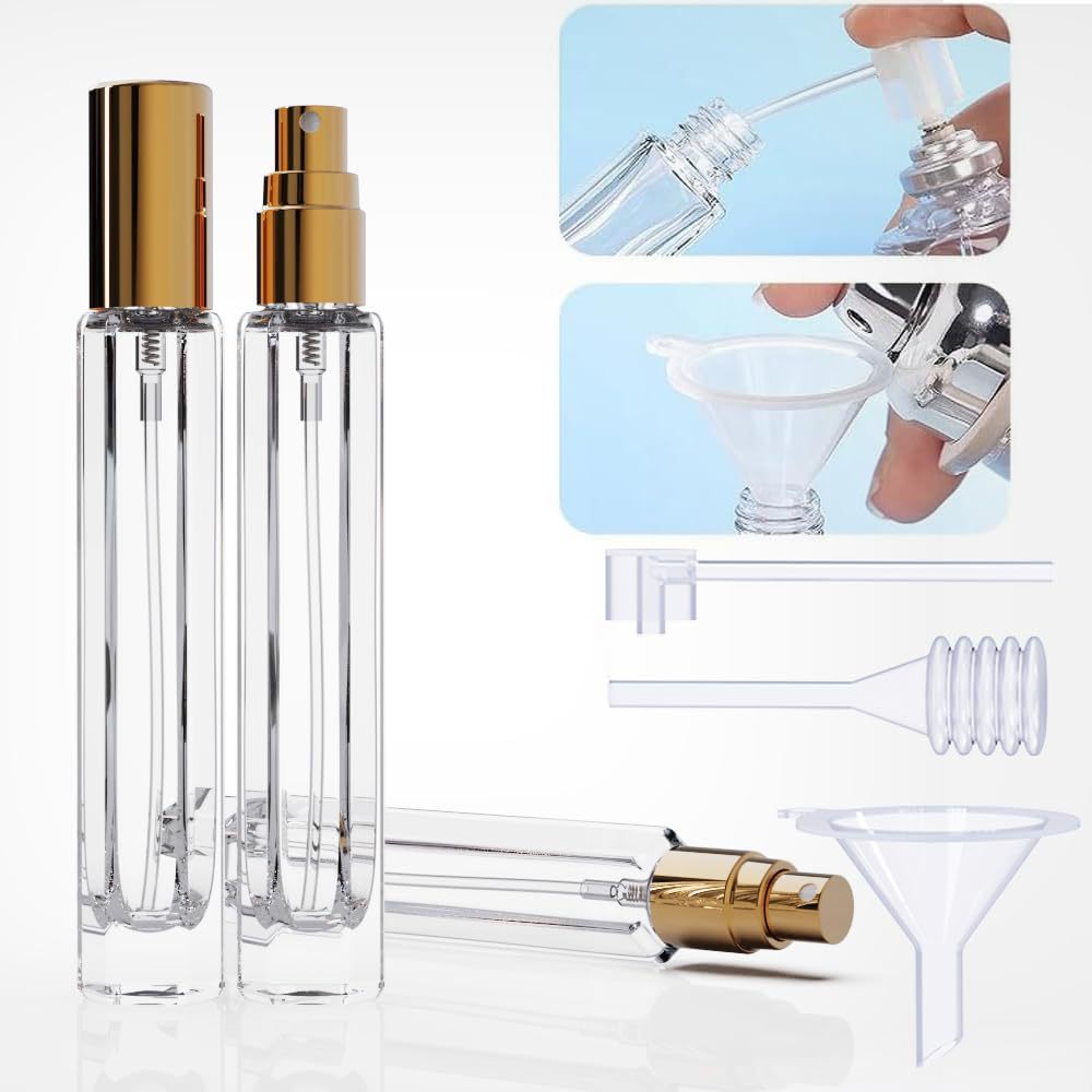 5-Piece Black Premium Glass Travel Perfume Atomizer Set - 10ml Portable view 3