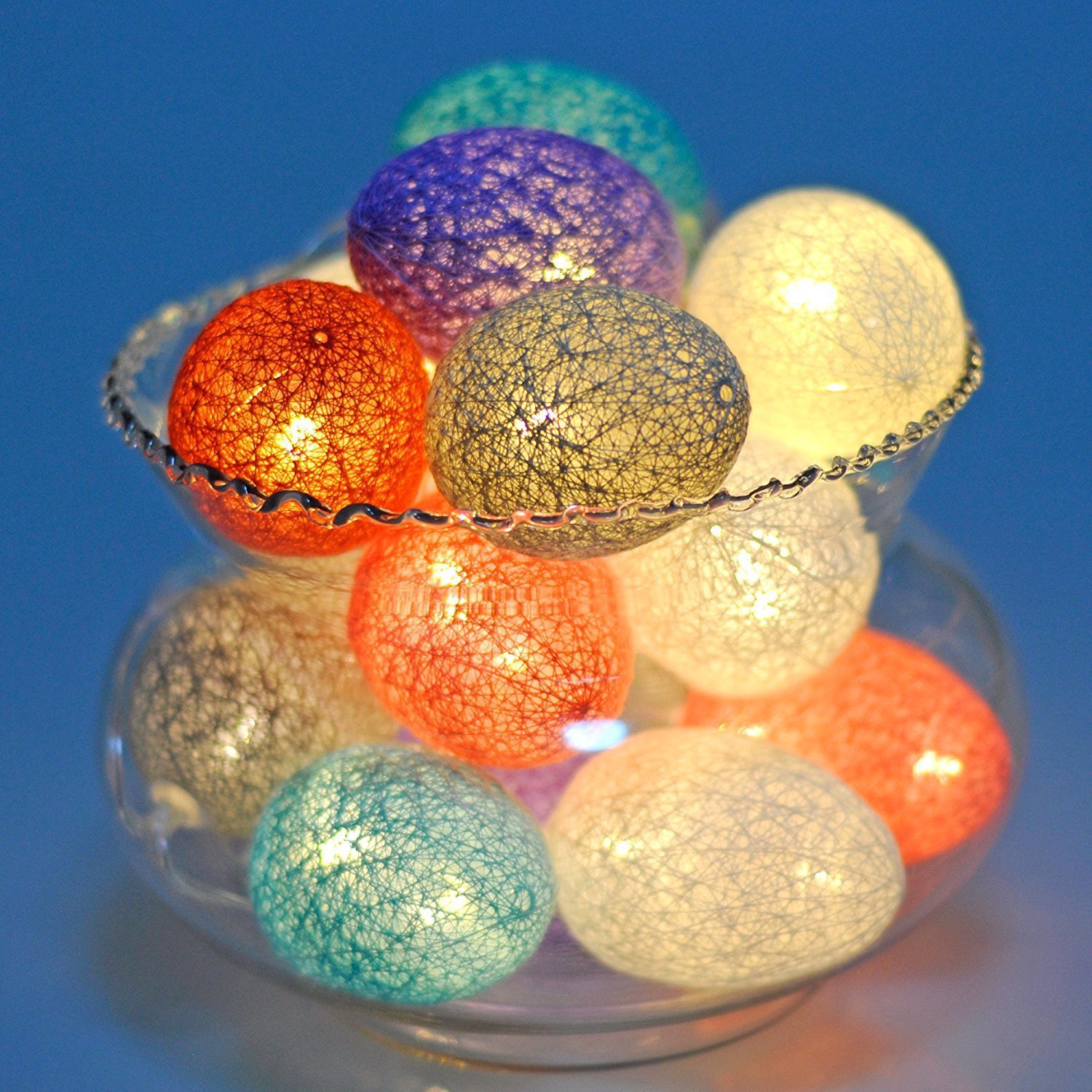 1.5M Easter Cotton Ball Egg String Lights (10 LED) - Colorful Egg-Shaped Fairy view 2