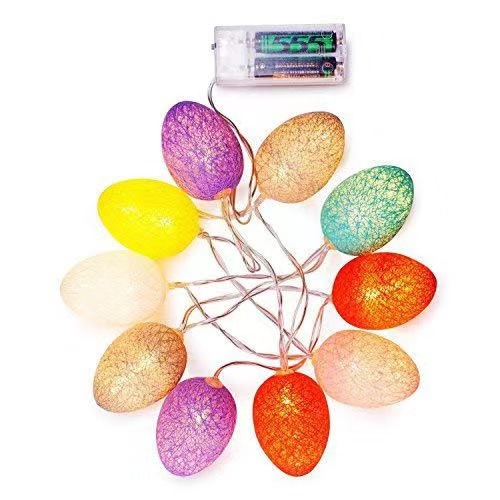 1.5M Easter Cotton Ball Egg String Lights (10 LED) - Colorful Egg-Shaped Fairy view 4
