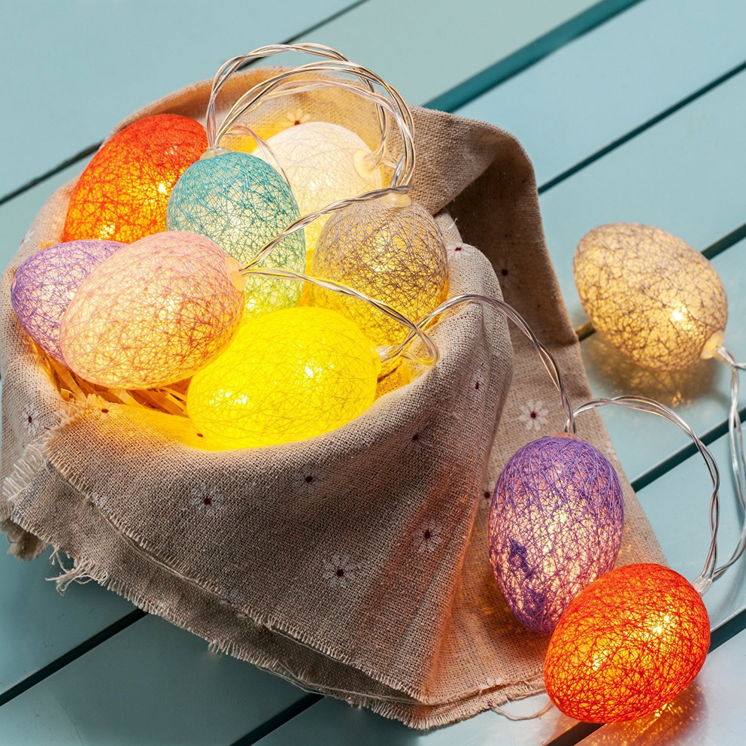 3M Easter Cotton Ball Egg String Lights (20 LED) - Colorful Egg-Shaped Fairy — image 1