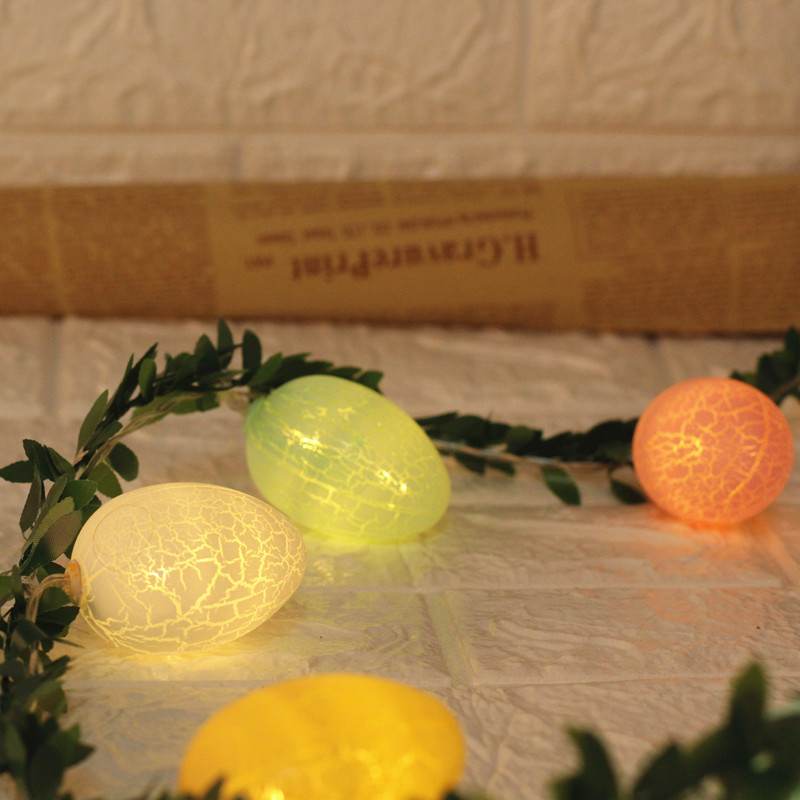 2M Easter Green Leaf & Pastel Egg String Lights (10-LED) - Artificial Vine view 3