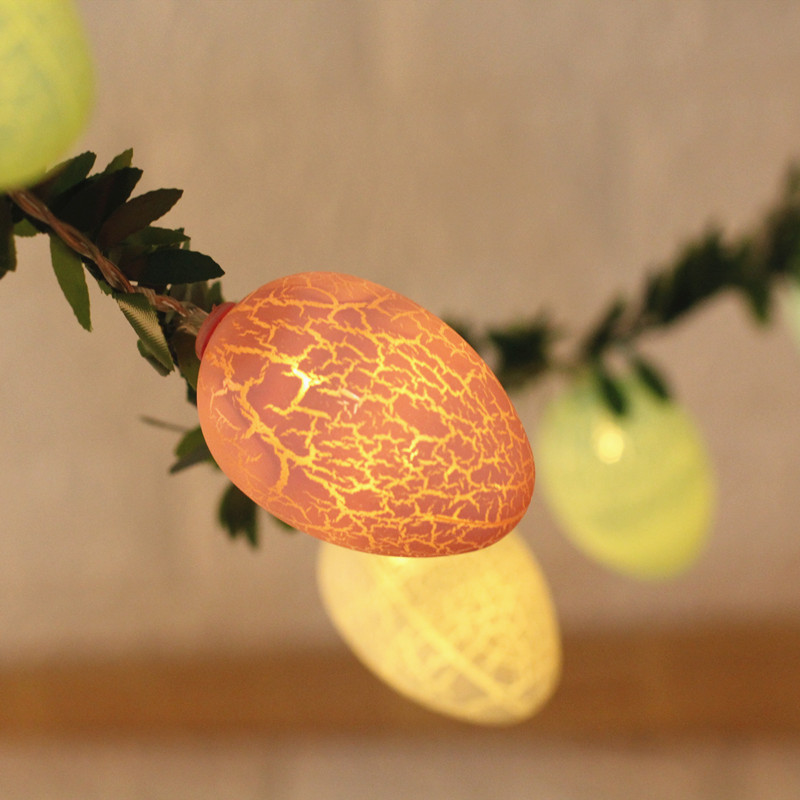 2M Easter Green Leaf & Pastel Egg String Lights (10-LED) - Artificial Vine view 4