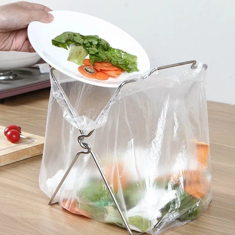 2-Pack Foldable Stainless Steel Trash Bag Holder (21 x 26 CM)