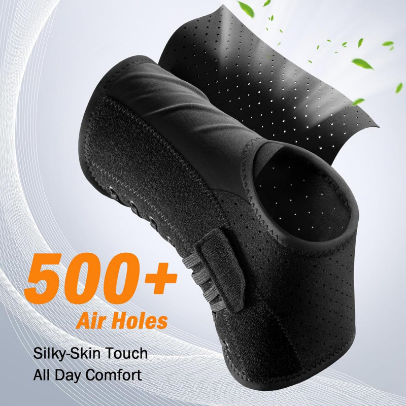 L Size Black Triple-Layer Compression Ankle Brace With Adjustable Lace-Up view 4