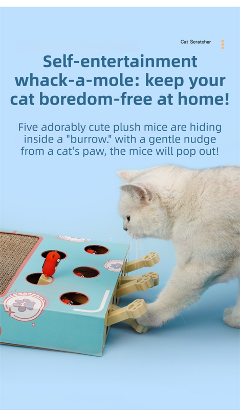 Whack-A-Mole Cat Toy (Plush Mole & 5 Hole) - Interactive Puzzle Box view 3