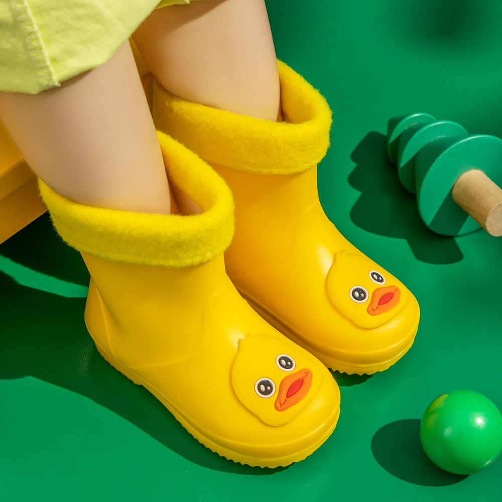 Kids Cartoon Rain Gear Set - Eco-Friendly Odorless Yellow Duck Raincoat & view 3