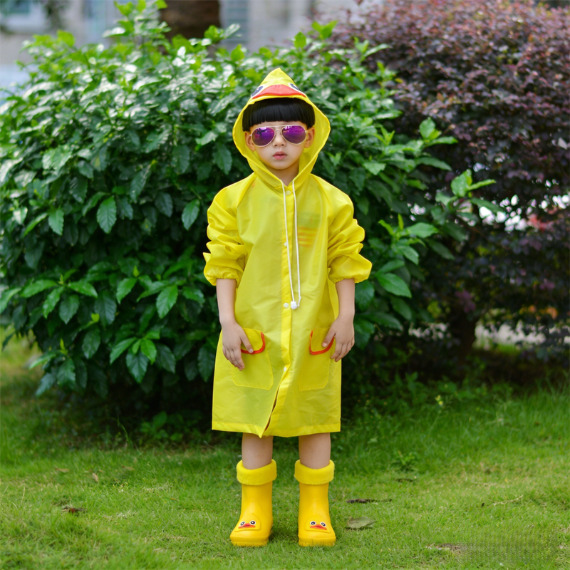 Kids Cartoon Rain Gear Set - Eco-Friendly Odorless Yellow Duck Raincoat & view 2