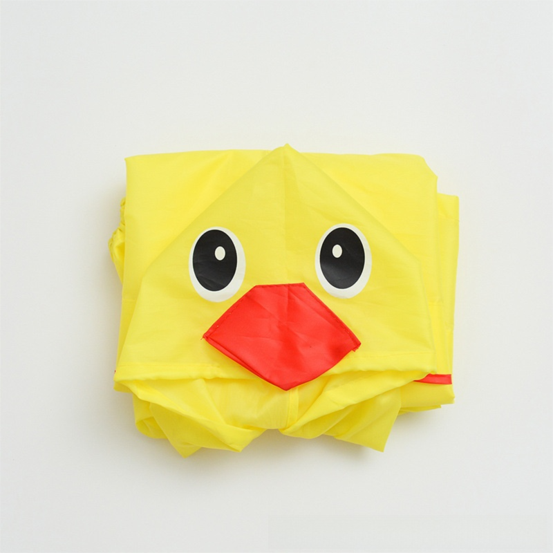 Yellow Duck Kids Cartoon Animal Raincoat - Waterproof Hooded Rain Poncho for