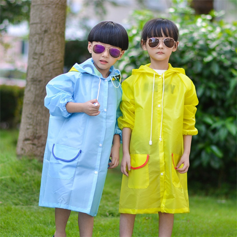 Blue Car Kids Cartoon Animal Raincoat - Waterproof Hooded Rain Poncho for view 2