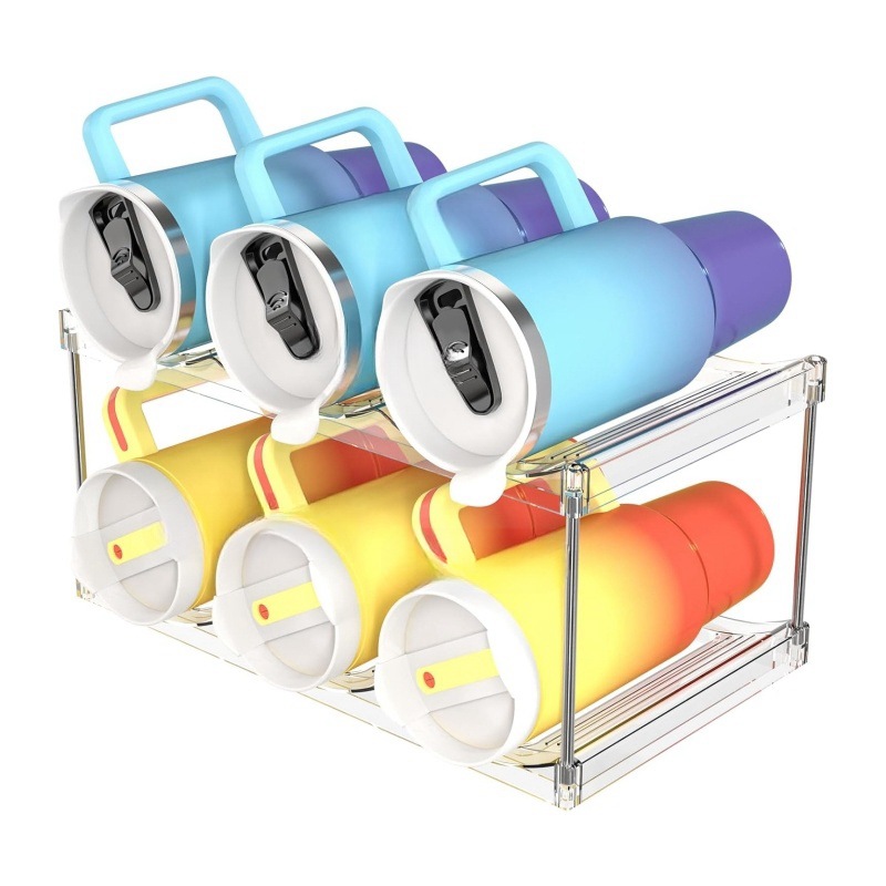 2-Tier Stackable Transparent Cup & Wine Organizer - Detachable Tumbler &
