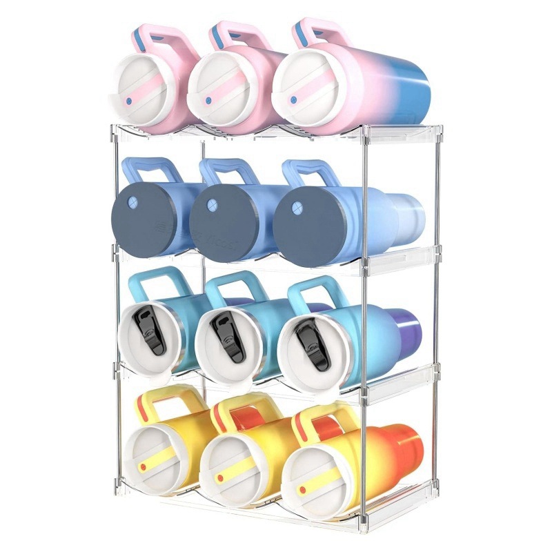 4-Tier Stackable Transparent Cup & Wine Organizer - Detachable Tumbler &
