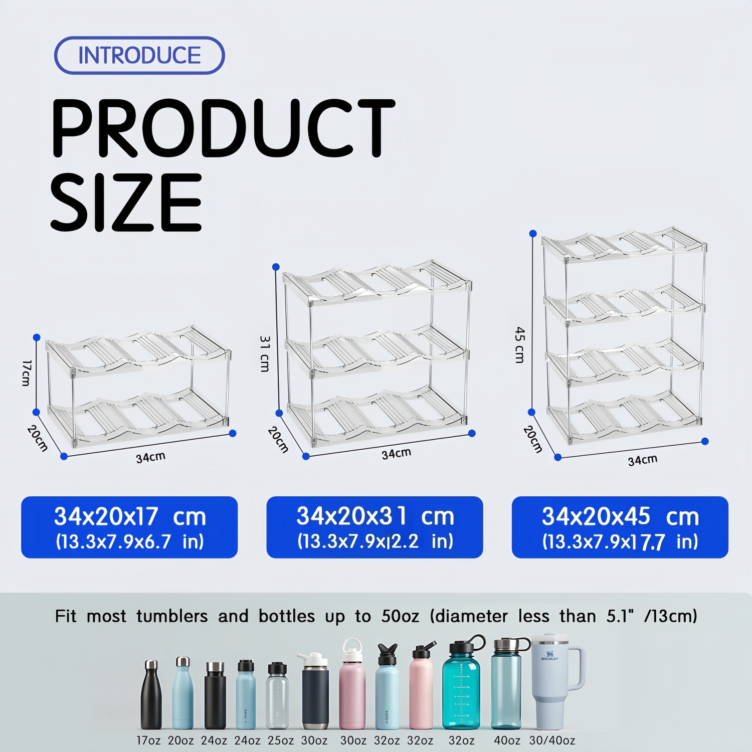 2-Tier Stackable Black Cup & Wine Organizer - Detachable Tumbler & Bottle view 3