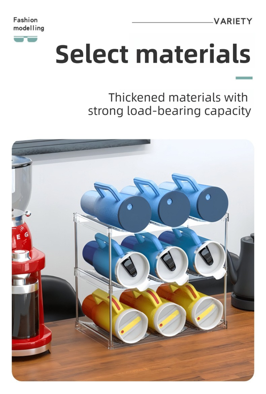 3-Tier Stackable Black Cup & Wine Organizer - Detachable Tumbler & Bottle view 5