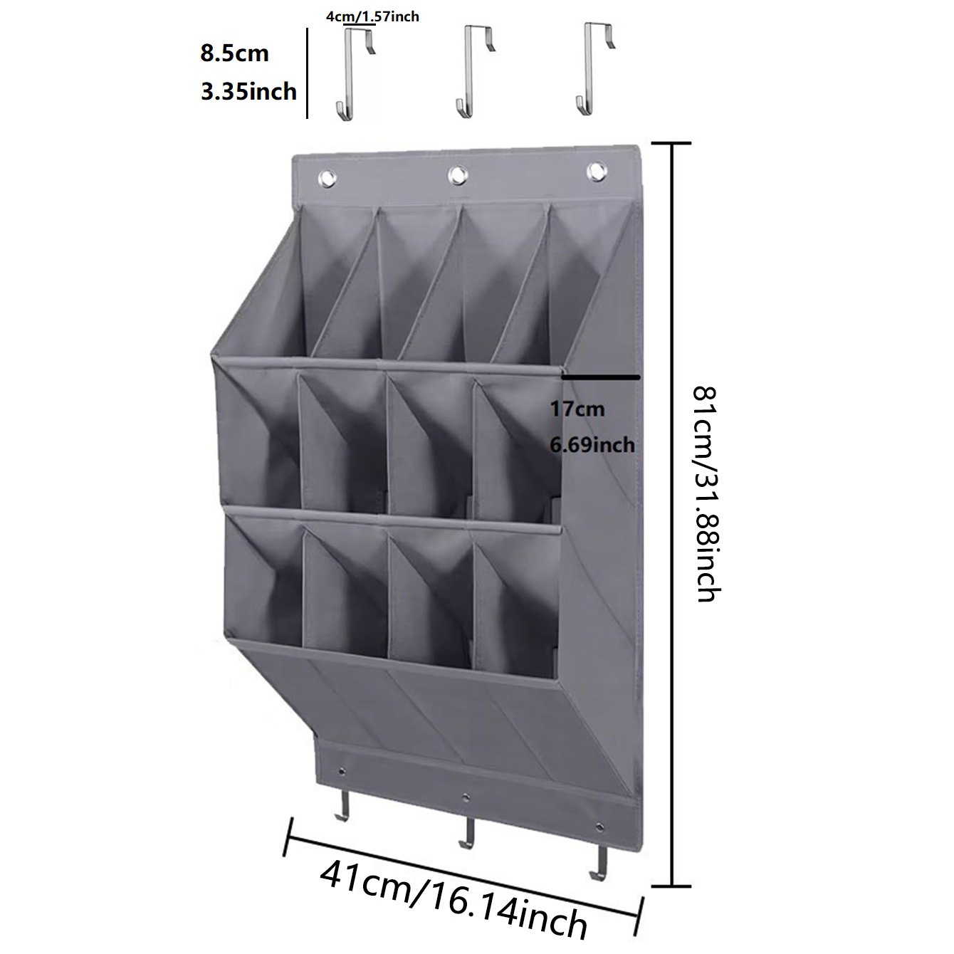 12-Pockets Black Collapsible Over-the-Door Hanging Storage Bag - Space-Saving view 3