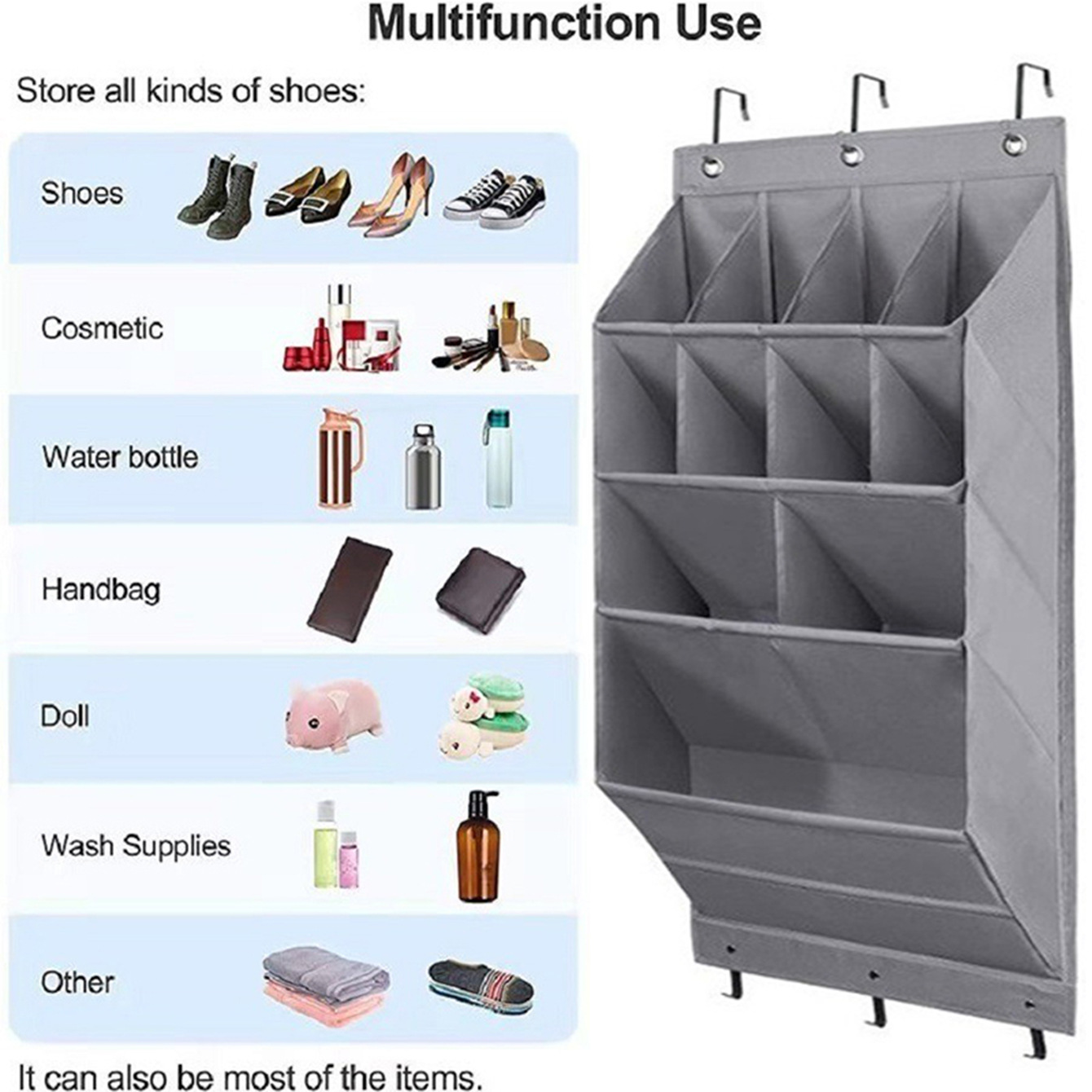 6-Tier Black Collapsible Over-the-Door Hanging Storage Bag - Space-Saving view 3