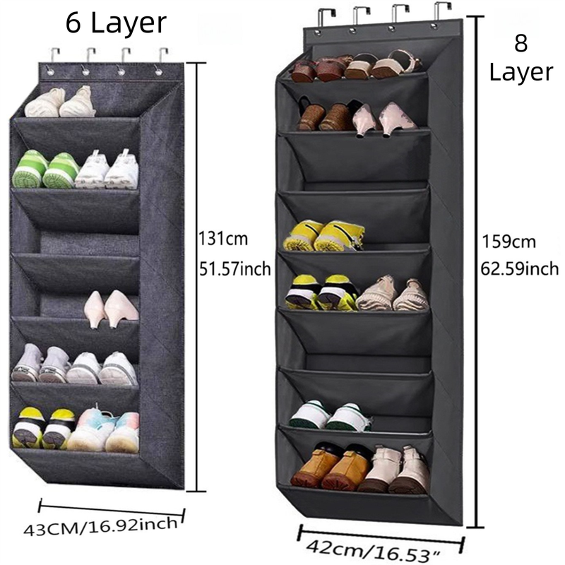 8-Tier Black Collapsible Over-the-Door Hanging Storage Bag - Space-Saving view 2