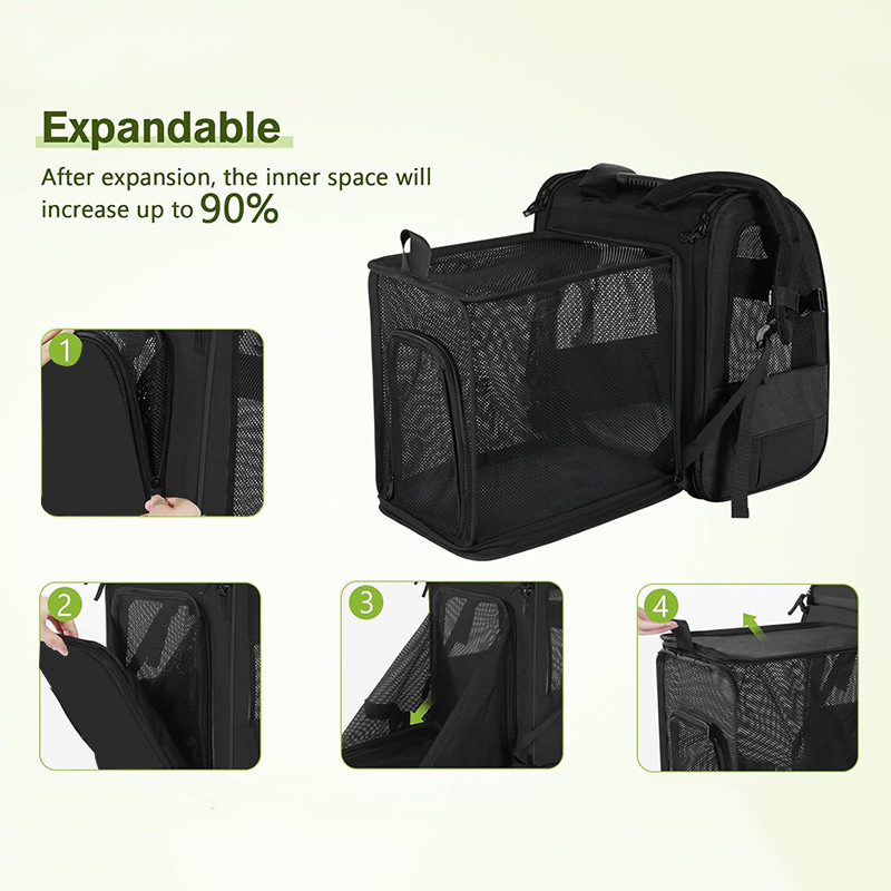 Blue Large Expandable Cat Travel Backpack - Breathable & Collapsible Pet view 2
