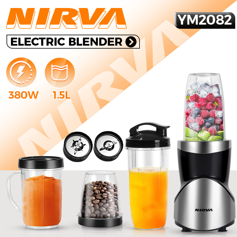 Professional Multifunctional Juicer with 4 Cups & 2 Blade Heads - 1.5L Large