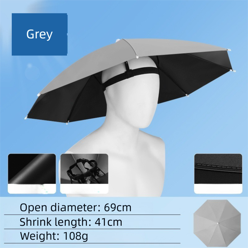 Haze Blue Foldable Sun & Rain Umbrella Hat (Diameter 69CM) - 99% UV Potective