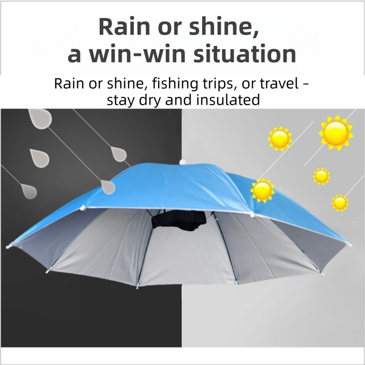 Haze Blue Foldable Sun & Rain Umbrella Hat (Diameter 69CM) - 99% UV Potective view 2