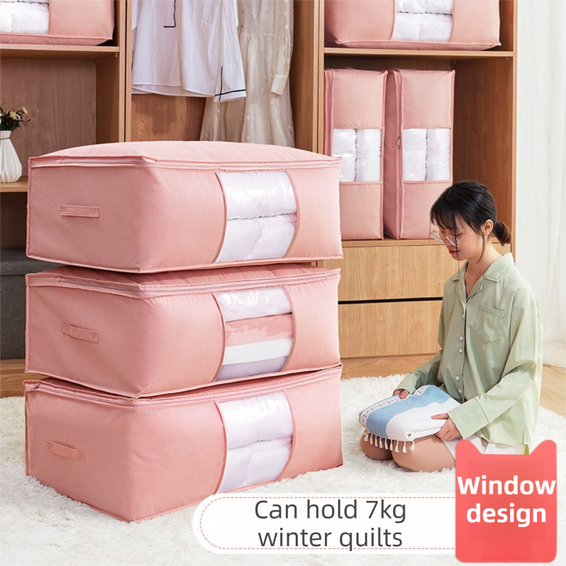2-Pack Grey Large Quilt & Clothes Storage Bag (63X43X22CM) - Breathable view 5
