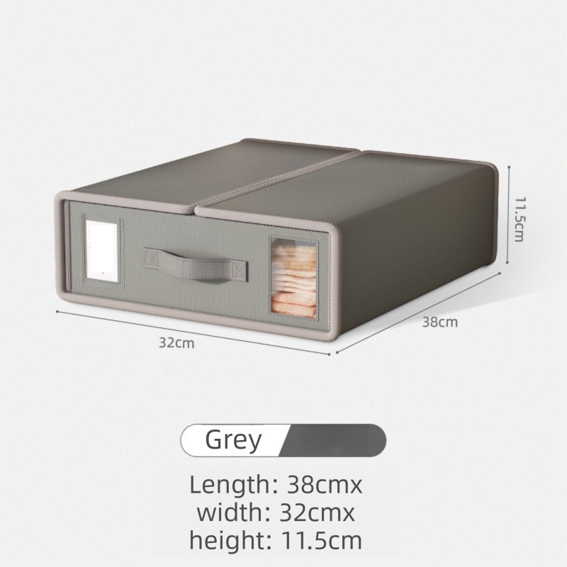 2-Pack Grey Foldable Bedding Storage Box with Zipper & Handle - Wardrobe