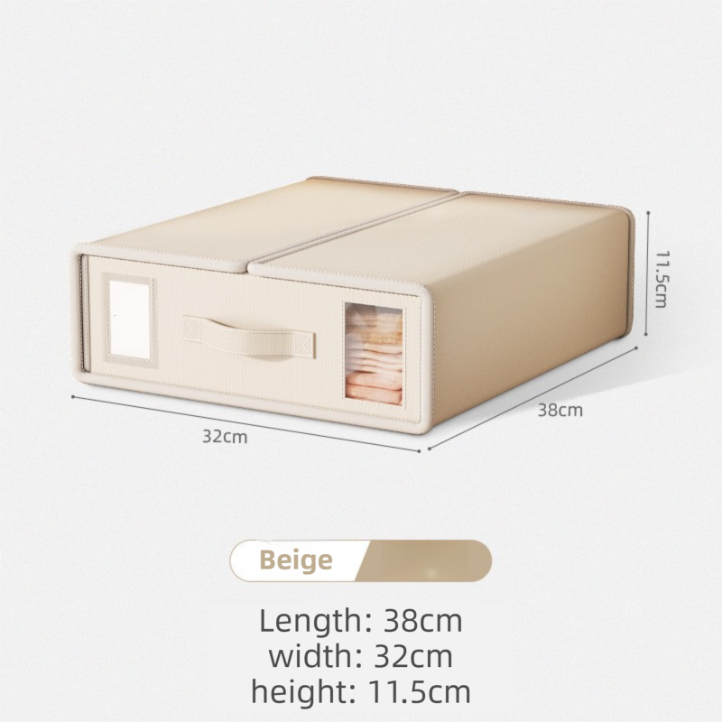2-Pack Beige Foldable Bedding Storage Box with Zipper & Handle - Wardrobe