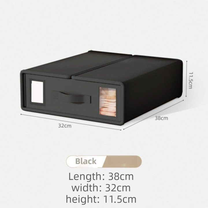 2-Pack Black Foldable Bedding Storage Box with Zipper & Handle - Wardrobe