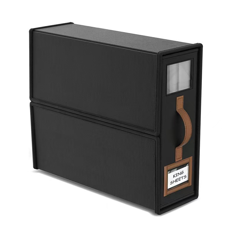 2-Pack Black Foldable Bedding Storage Box with Zipper & PU Leather Handle