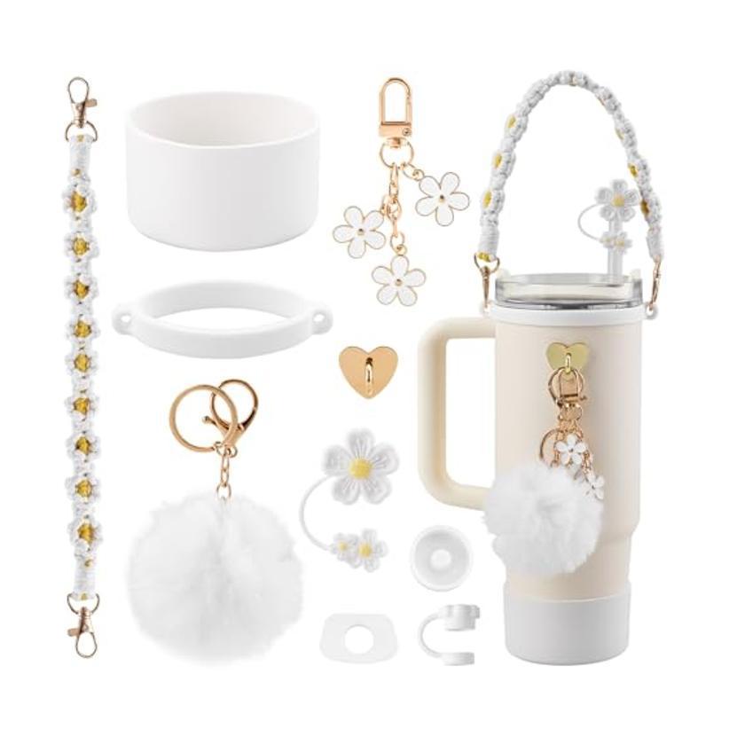 10-Piece White Accessory Bundle for Stanley Quencher 30/40oz - Includs Premium