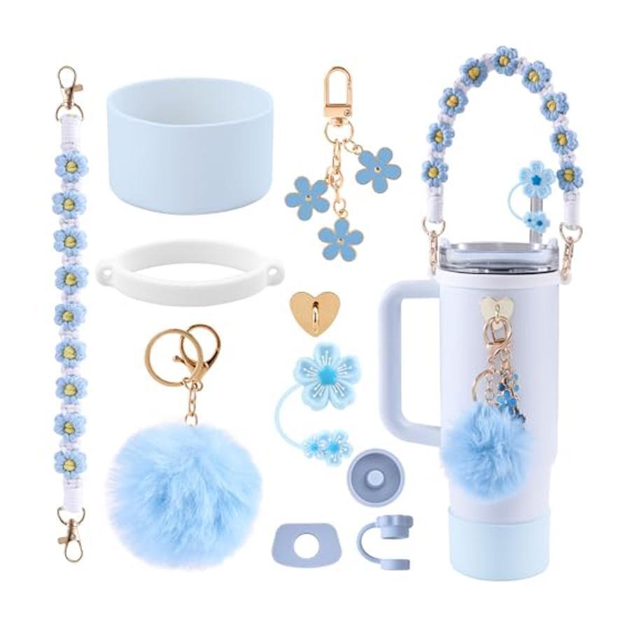 10-Piece Blue Accessory Bundle for Stanley Quencher 30/40oz - Includs Premium