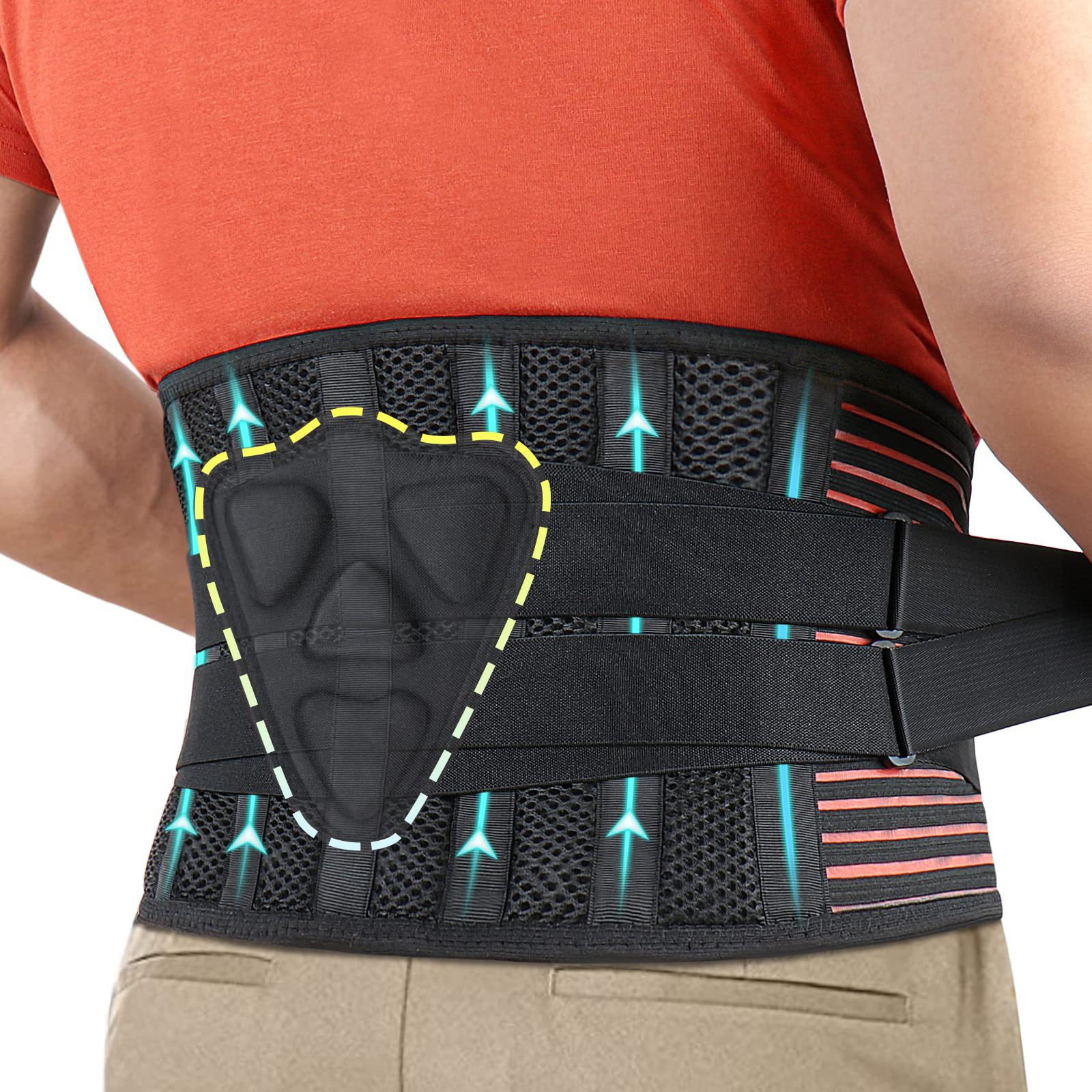 S Size Black Double-Compression Sports Waist Trimmer with 4 Steel Plates and 2
