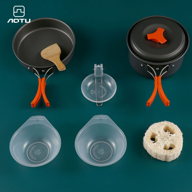8-Piece Green Lightweight Outdoor Camping Cookware Set - 1/2 Person Portable view 3
