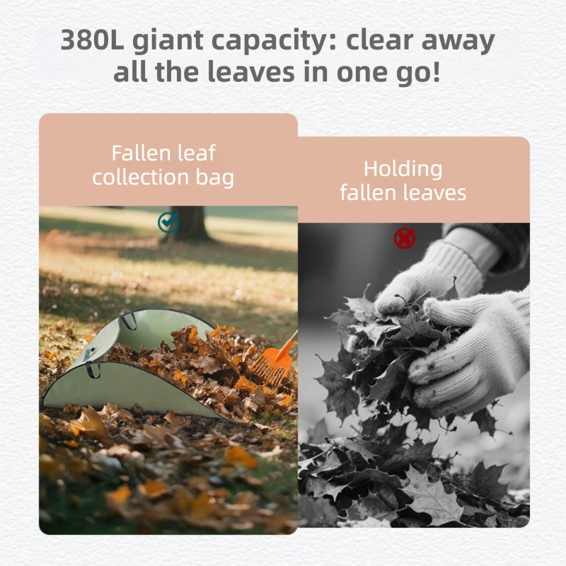 Dark Green 380L Ultra-Large Collapsible Leaf Collection Bag - Lightweight & view 3