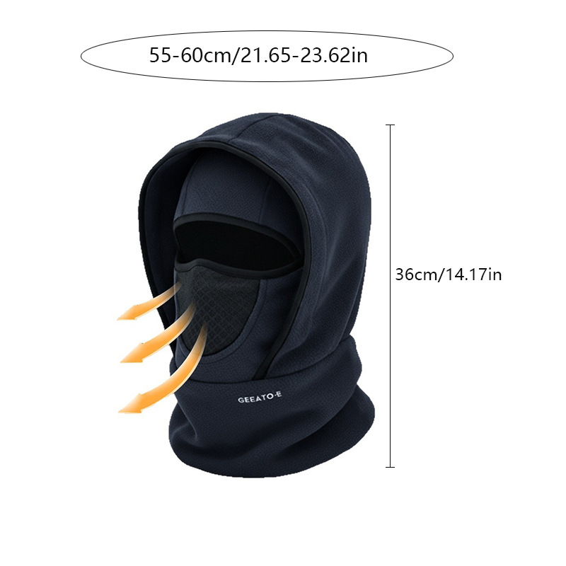 Grey Windproof Thermal Balaclava Hood - Full Face Mask & Polar Fleece Neck view 2