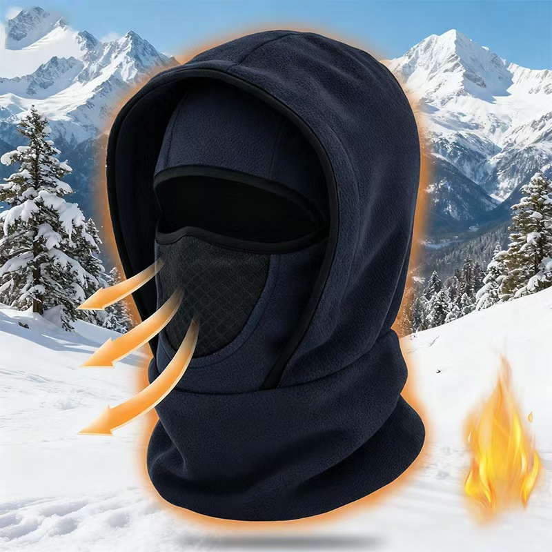 Dark Blue Windproof Thermal Balaclava Hood - Full Face Mask & Polar Fleece