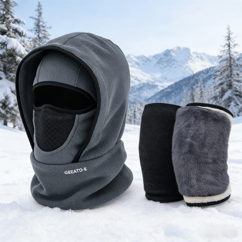 Windproof Thermal Rider Protection Set - 2 Pack Faux Rabbit Fur Knee Braces &