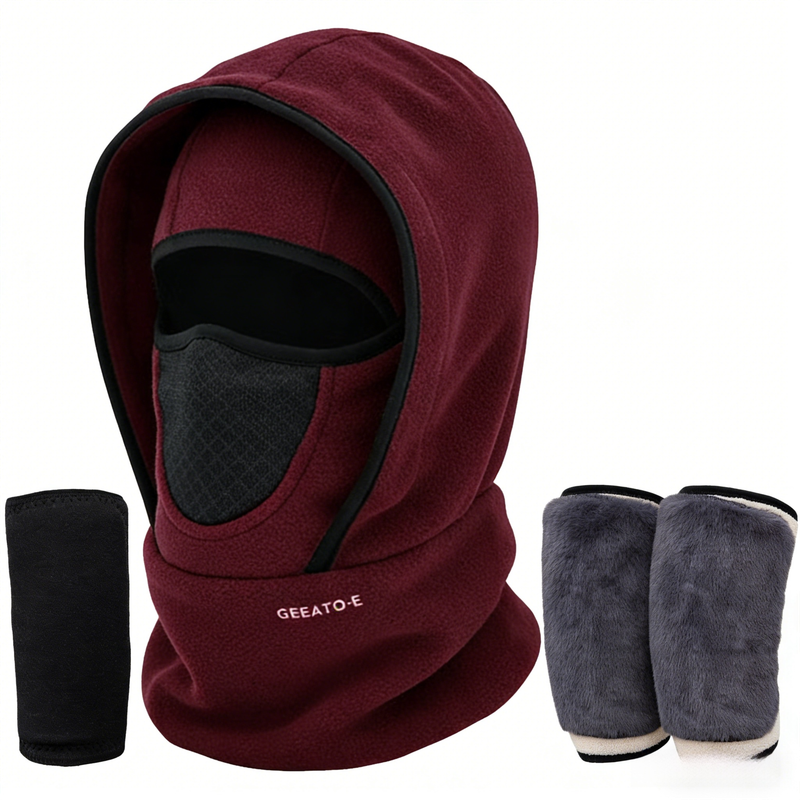 Windproof Thermal Rider Protection Set - 2 Pack Faux Rabbit Fur Knee Braces &