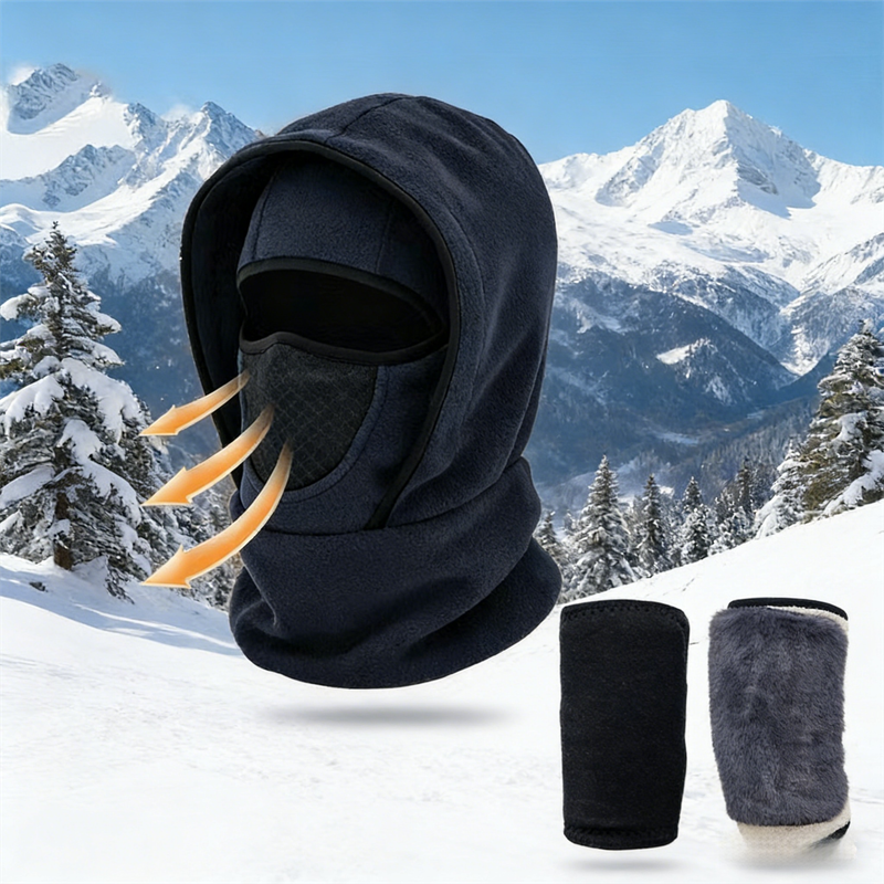 Windproof Thermal Rider Protection Set - 2 Pack Faux Rabbit Fur Knee Braces &